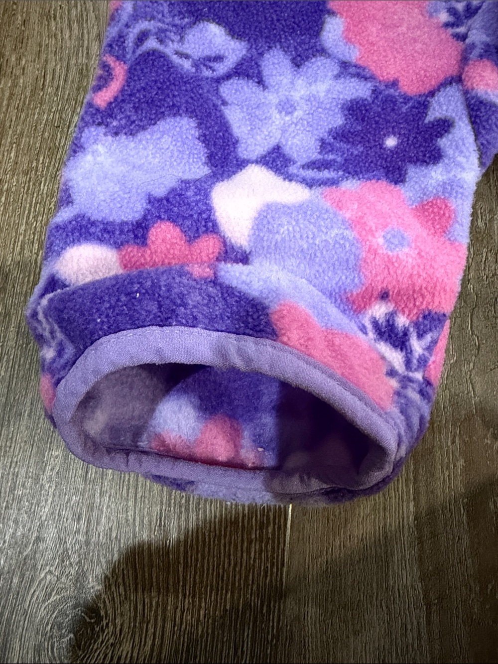 Columbia Purple and Pink Floral Fleece Hooded Baby One-Piece - Picture 6 of 6